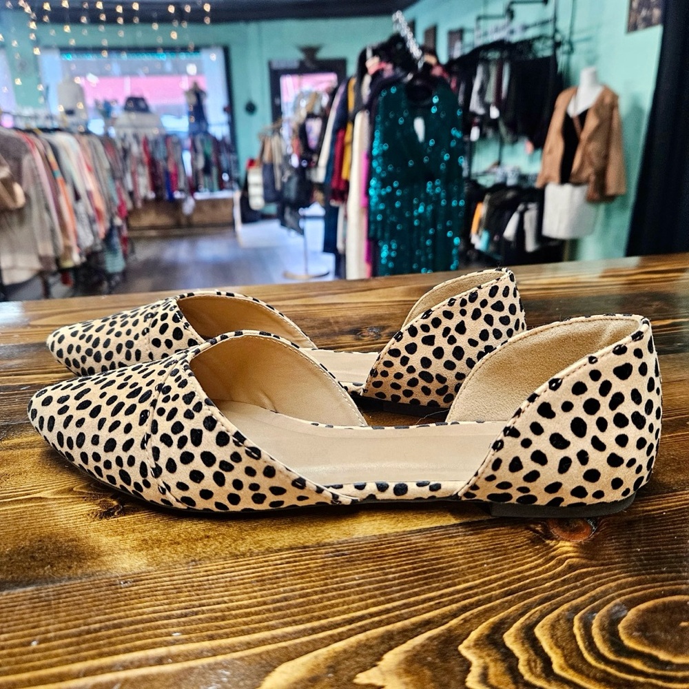 SHEIN Beige Leopard D'Orsay Flats with Black Spots